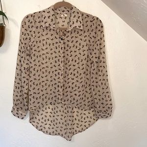 Anthropologie Sheer Scotty dog Hi-Lo Blouse | Med